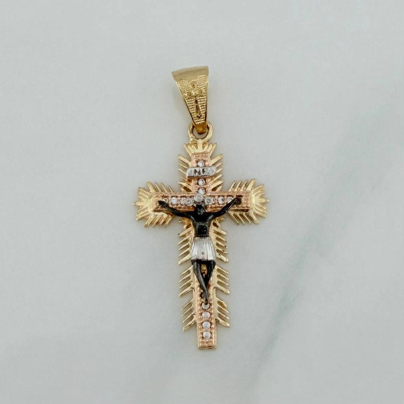 Dije Cruz Cristo Milagroso De Buga 3.95 g / 3.8 cm Tres Oros 18K