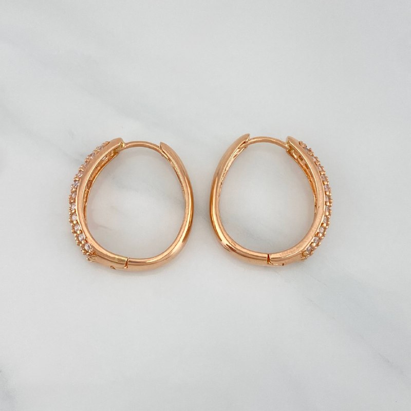 Candongas Triple Carril Ovaladas 5.65 g / 2.1 cm Oro Rosa 18K