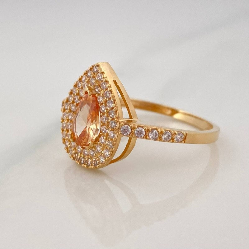 Anillo Halo Gota 2.5 g / T6 3/4 Oro Amarillo 18K