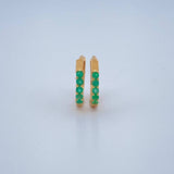 Candongas Carril Vasteado Esmeralda 1.05gr / 1.1cm / Oro Amarillo 18K %