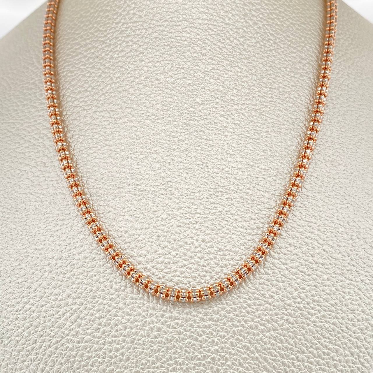 Cadena Ice 20.75gr / 61cm / 3.2mm Dos Oros Blanco Rosa +4 14K Italy %