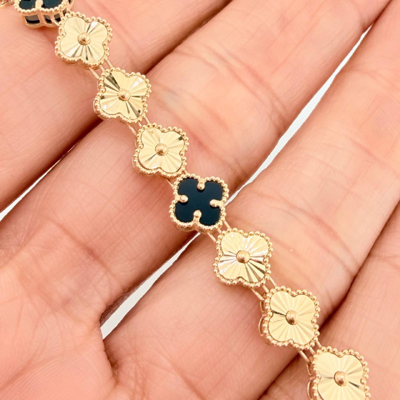Pulso Trebol Diamantado 8.9 g / 18 cm / 7.2 mm Oro Amarillo 18K
