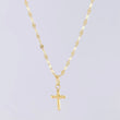 Set Cadena Flor Espejo + Dije Cruz / 1.25g / 45cm Oro Amarillo 18K