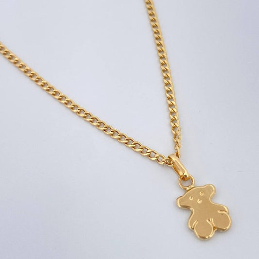 Set Cadena y Dije Mini Cubana + Oso 1.55gr / Oro Amarillo 18K (Oferta) $