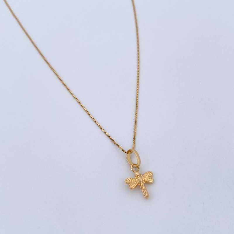 Set Cadena y Dije Veneciana+Libelula 1.25gr / 39.5cm / 0.43mm Oro Amarillo 18K (Oferta) $