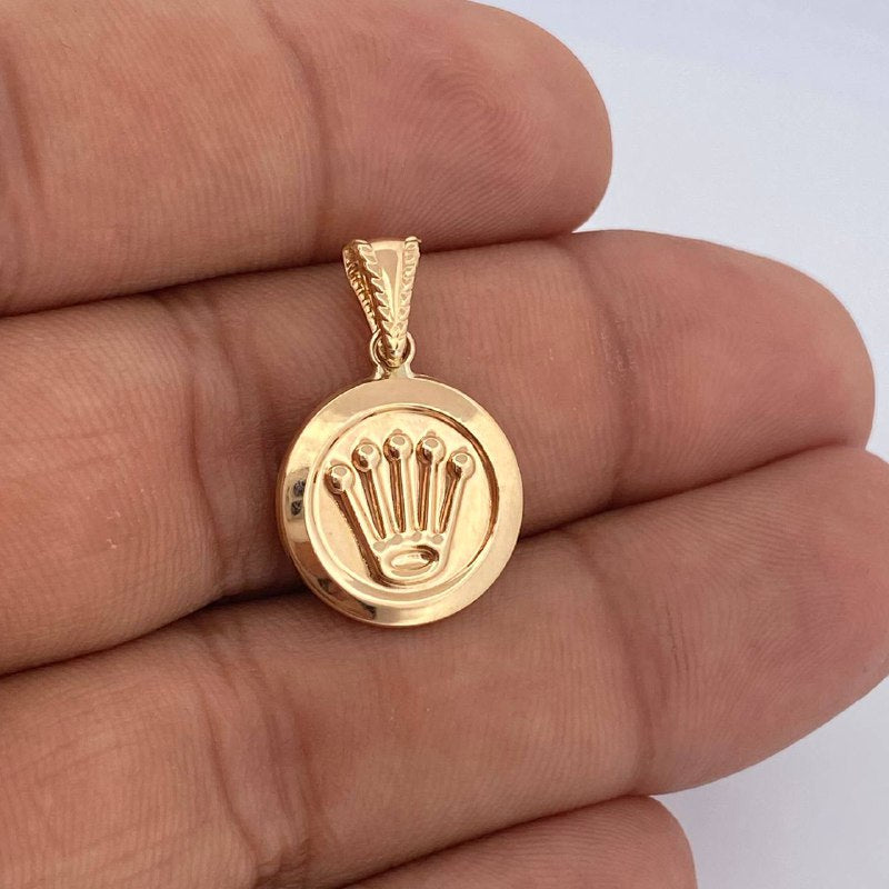 Dije Medalla Corona Rx 1.4gr / 2.5cm / Oro Amarillo 18K &