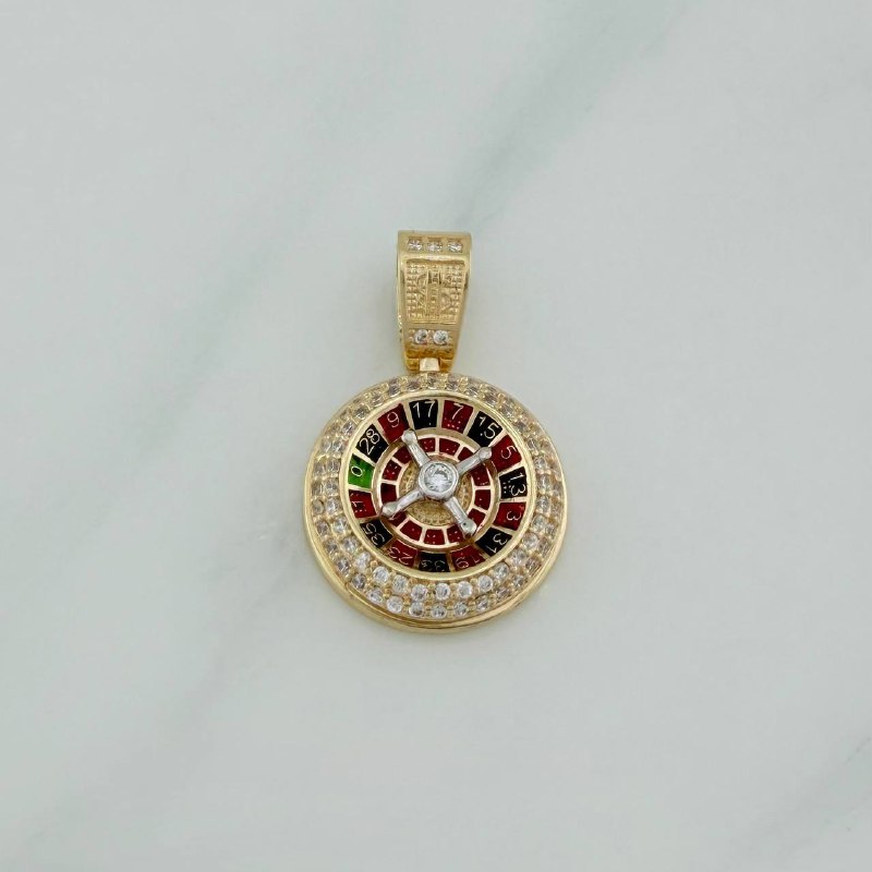 Dije Ruleta Casino Movil 4.55 g / 2.5 cm Dos Oros Amarillo Blanco 18K