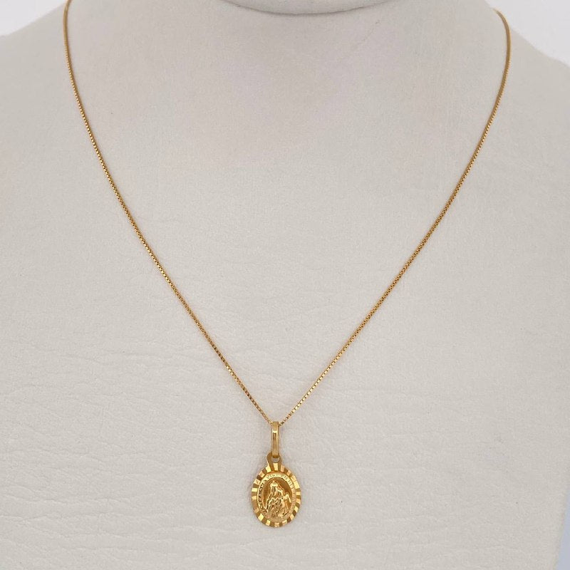 Set Cadena y Dije Veneciana + Virgen Del Carmen 1.85gr / Oro Amarillo 18K (Oferta) $