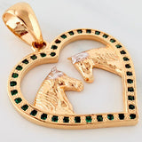 Dije Corazon Caballos 3.05 g / 3 cm Dos Oros Amarillo Blanco 18K