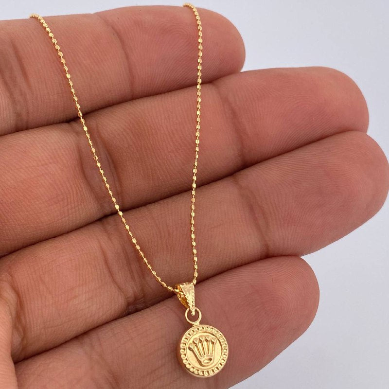 Set Cadena y Dije Militar + Corona Rx 1.8gr / Oro Amarillo 18K (Oferta) $