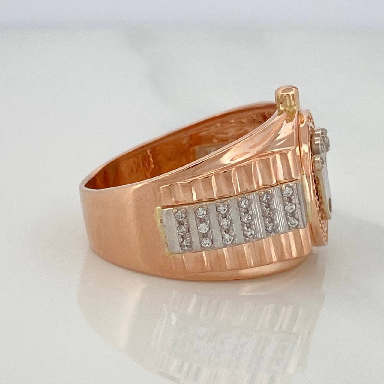 Anillo Corona 11.8 g / T10 1/2 Dos Oros Blanco Rosa 18K