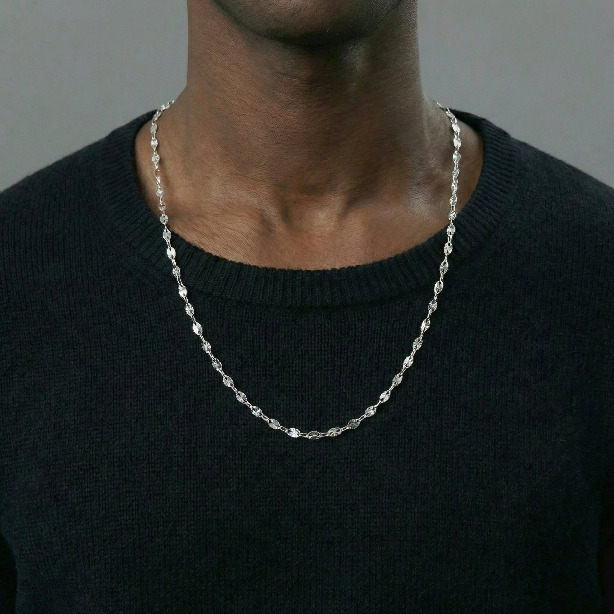 Cadena Flor Espejo 4.8gr / 50cm / 3.2mm Plata 925 *