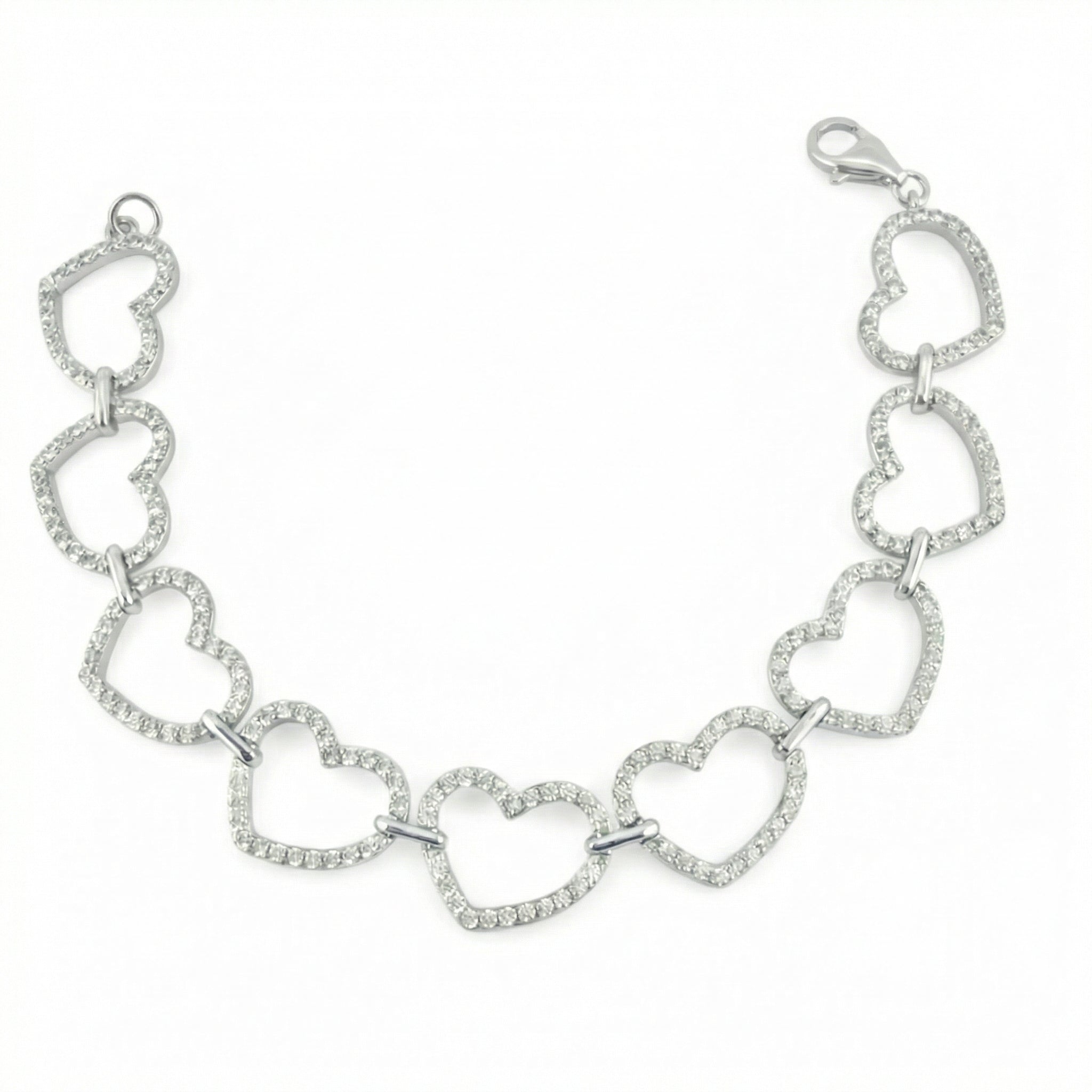 Pulso Corazones Continuos 11.75gr / 18.5cm / Plata 925
