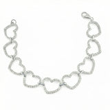 Pulso Corazones Continuos 11.75gr / 18.5cm / Plata 925