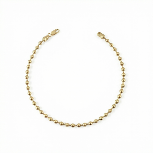 Pulso Militar 6.95gr / 20.5cm / 3mm Bolas Lisas Oro Amarillo *