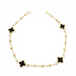 Pulso Militar Treboles Flores Negras 3.35gr / 19cm / 8.2mm Oro Amarillo Nac.Esp. 18K