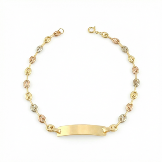 Pulso Bebé Gc Placa Rectangular Lisa 1.4gr / 14.5cm / 3.2mm Tres Oros 18K ©