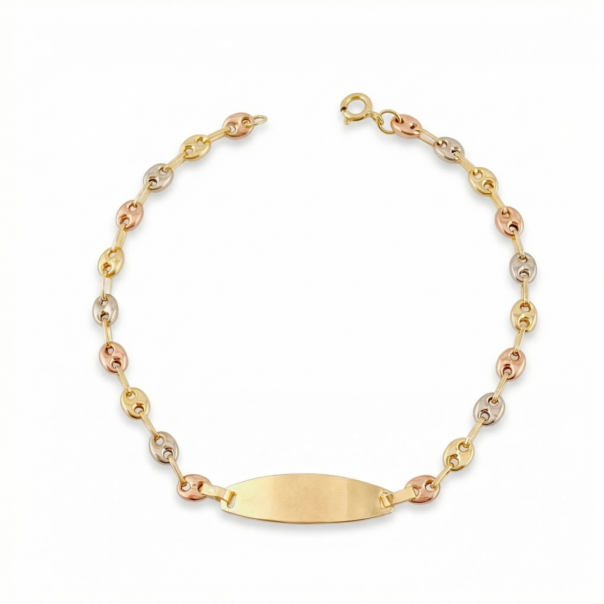 Pulso Bebé Gc Placa Ovalada Lisa 1.45gr / 14.5cm / 3.2mm Tres Oros 18K ©