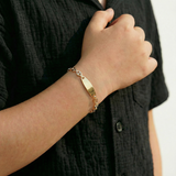 Pulso Bebé Gc Placa Ovalada Lisa 1.45gr / 14.5cm / 3.2mm Tres Oros 18K ©