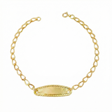 Pulso Bebé Espiga Placa Ovalada  Bordeada 1.2gr / 14.5cm / 2.7mm Oro Amarillo 18K ©