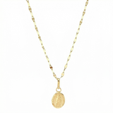 Set Cadena y Dije Flor Espejo + Virgen Guadalupe 1.35gr / 45cm / 1.3mm Oro Amarillo 18K (Oferta) *