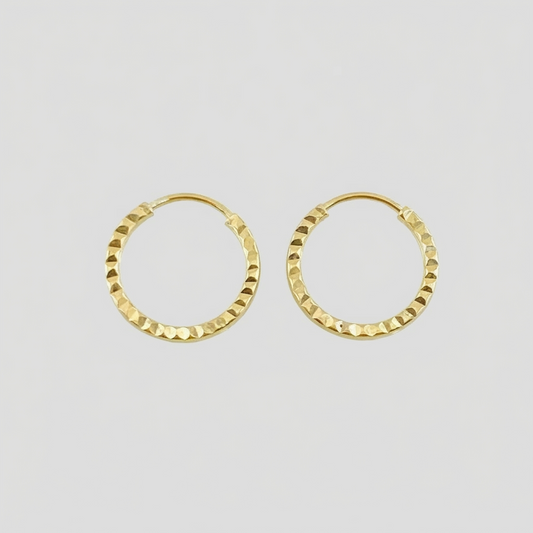 Candongas Aro Rayado 0.7 g / 1.3 cm Oro Amarillo 18K