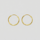 Candongas Mini Aro Rayado 0.6 g / 1.3 cm Oro Amarillo 18K