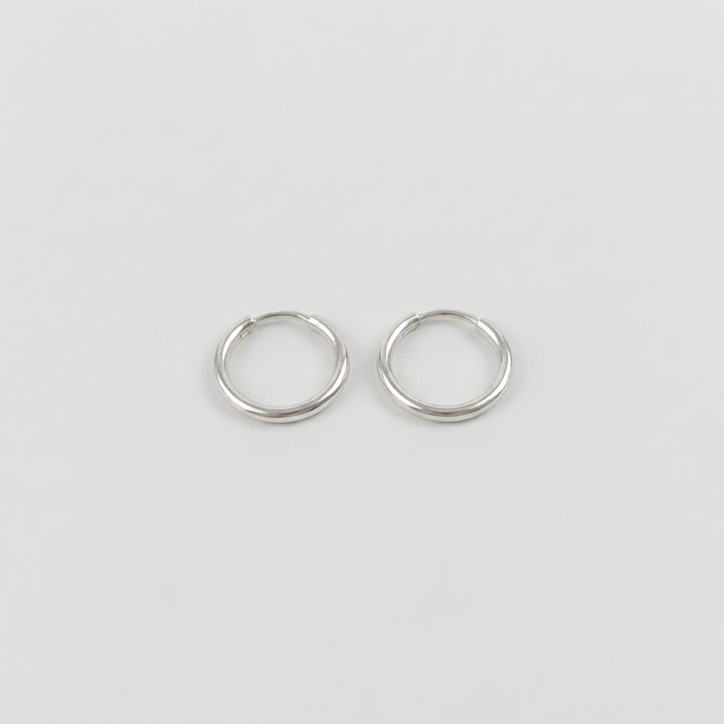 Candongas Mini Aro Liso 0.35gr / 9mm Oro Blanco 18K