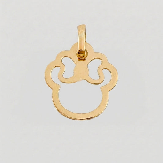 Dije Ratón Con Moño 0.45 g / 1.7 cm Oro Amarillo 18K