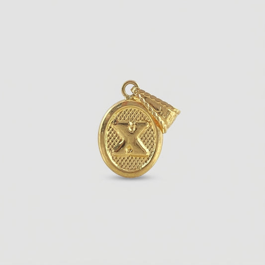 Dije Letra X 0.55gr / 2cm / Ovalada Texturizada Oro Amarillo 18K