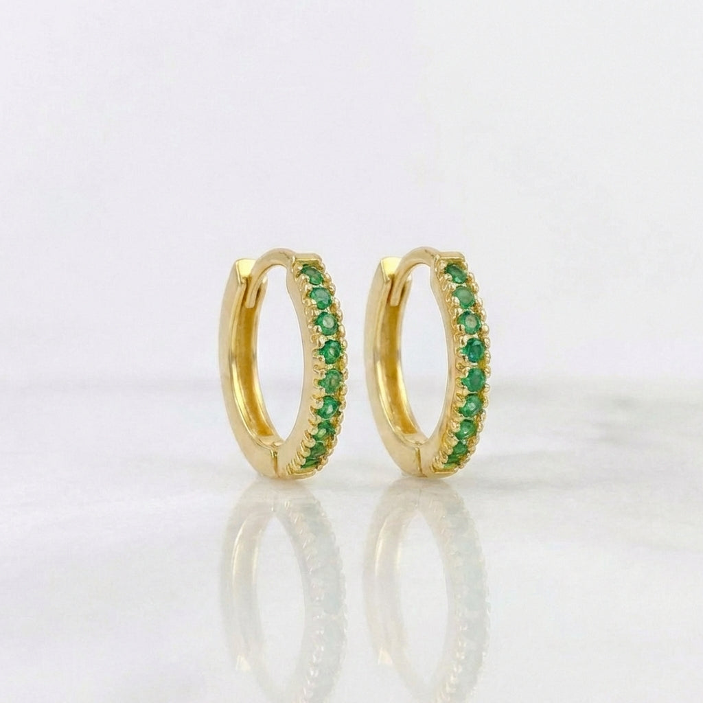 Candongas Carril Punteada 1.9gr / 1.5cm / Oro Amarillo 18K