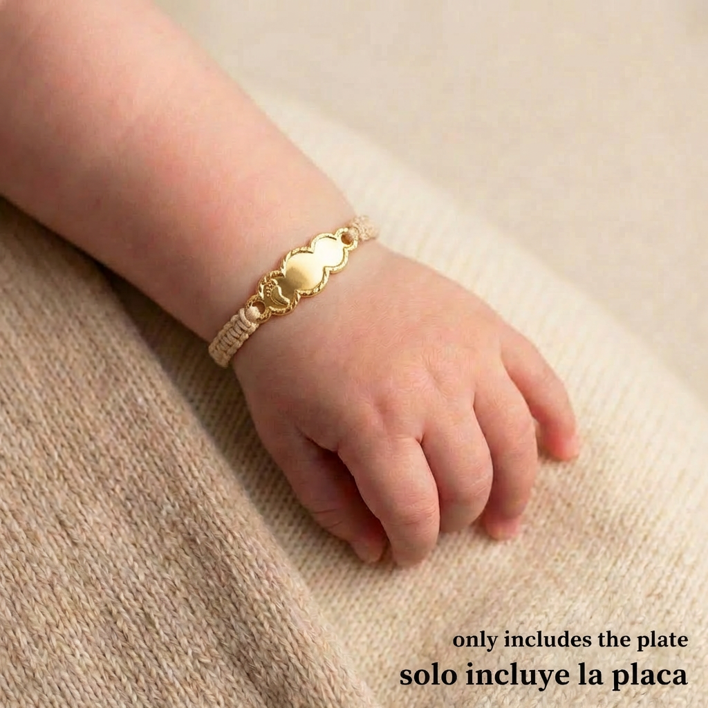 Herraje Placa Nube Pie Bordeada 0.25 g / 2.2 cm Oro Amarillo 18K