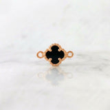 Herraje Trebol Onix Negro 0.75 g / 1.3 cm Oro Rosa 18K