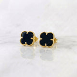 Topos Trebol Onix Negro 2.2 g / 8.45 mm Oro Amarillo 18K