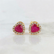 Topos Corazón Rubies 1.11 Qts Diamantes 30pts 2.95gr / 7.6mm Oro Amarillo 18K