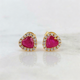 Topos Corazón Rubies 1.11 Qts Diamantes 30pts 2.95gr / 7.6mm Oro Amarillo 18K