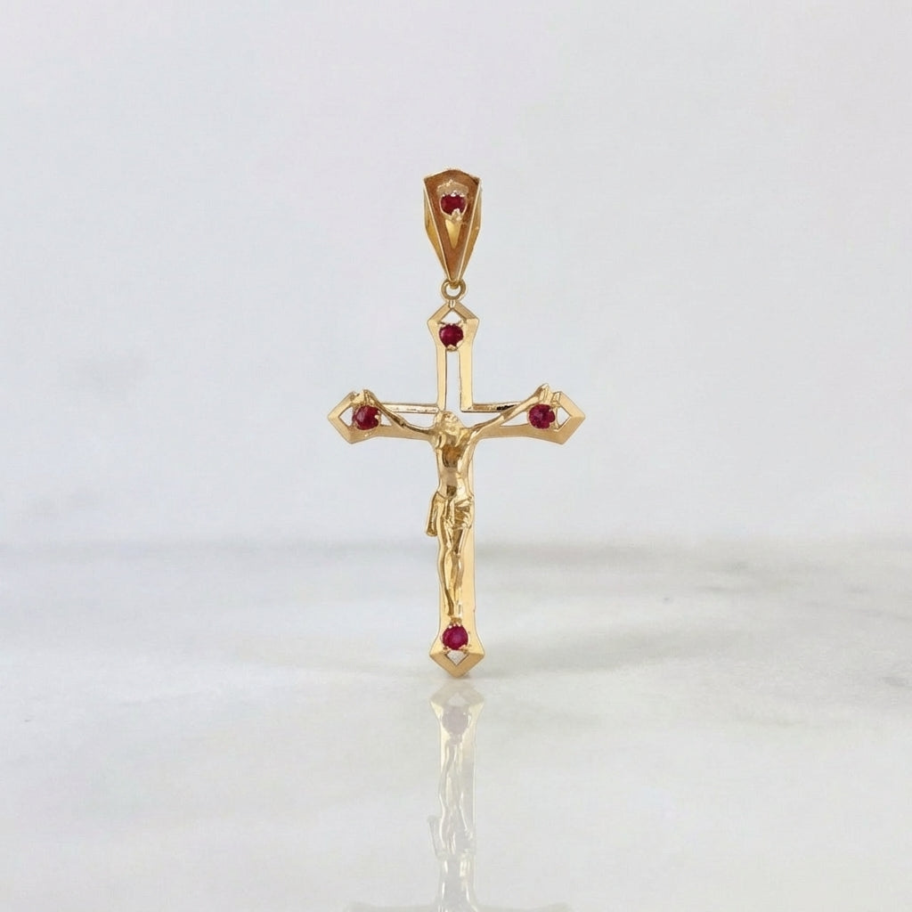 Dije Cruz Cristo Rubies 35pts 4.15gr / 5cm / Oro Amarillo 18K
