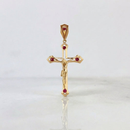 Dije Cruz Cristo Rubies 35pts 4.15gr / 5cm / Oro Amarillo 18K