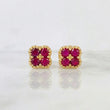 Topos Flor Trebol Rubies 40pts 1.55gr / 6mm Oro Amarillo 18K