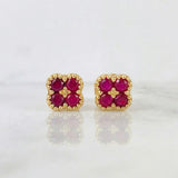 Topos Flor Trebol Rubies 40pts 1.55gr / 6mm Oro Amarillo 18K