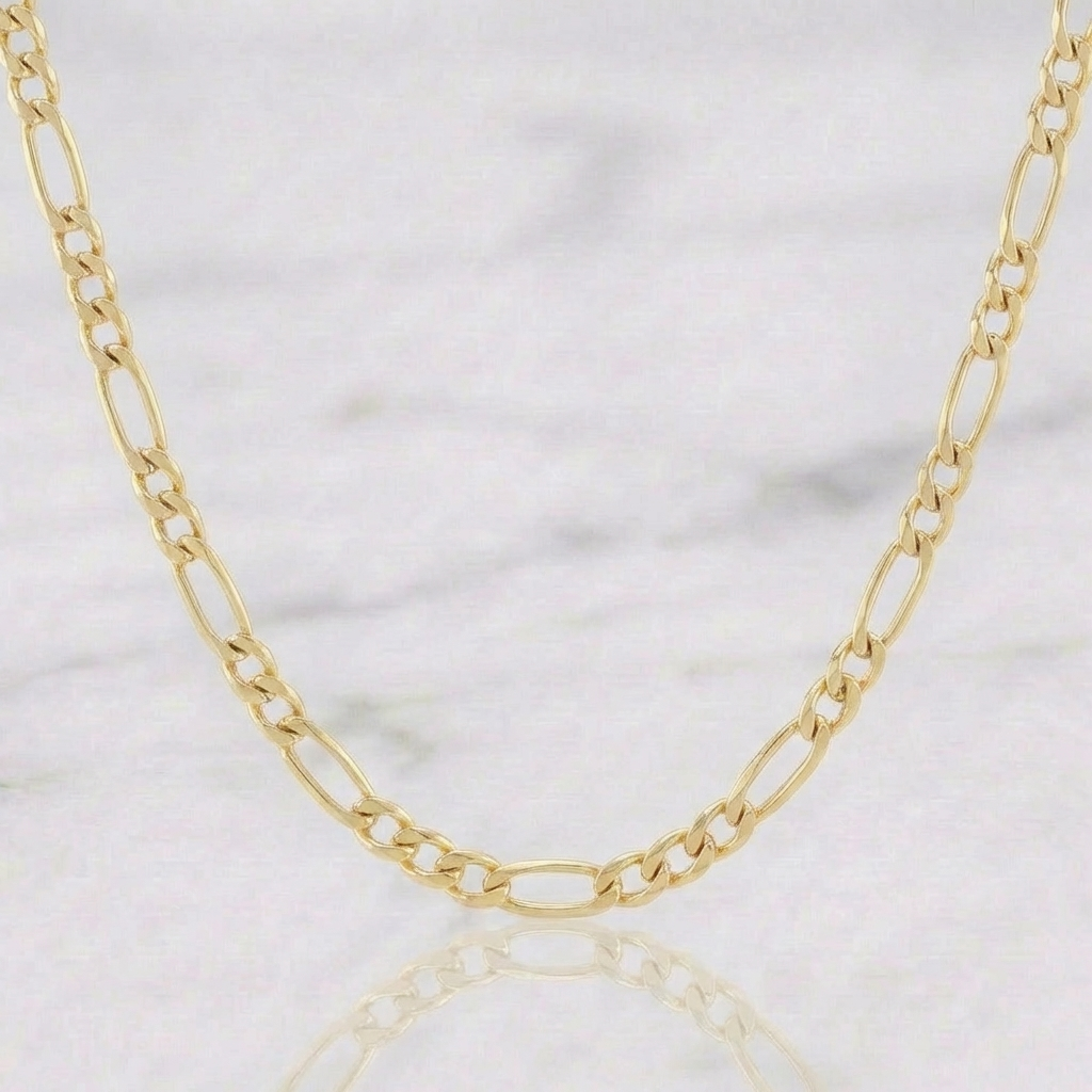 Cadena Figaro 8gr / 60.2cm / 4.3mm Oro Amarillo 18K