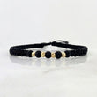 Pulsera Tejida Negra Bolas Diamantadas 3mm Oro Amarillo 18K