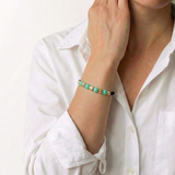 Pulsera Tejida Negra Morralla Esmeralda 5 Und Oro Amarillo 18K