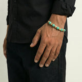 Pulsera Tejida Negra Morralla Esmeralda 5 Und Oro Amarillo 18K