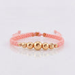 Pulsera Tejida Rosada Lisas 3 Und / 5Mm-6Mm / Diamantadas 4 Und / 3Mm-4Mm Oro Rosa 18K
