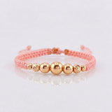 Pulsera Tejida Rosada Lisas 3 Und / 5Mm-6Mm / Diamantadas 4 Und / 3Mm-4Mm Oro Rosa 18K