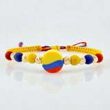 Pulsera Tejida Tricolor Circulo Bolas Diamantadas 4Mm / 6 Und Oro Amarillo 18K
