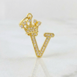 Dije Corona Letra V 1.7g / 2.6cm Oro Amarillo 18K
