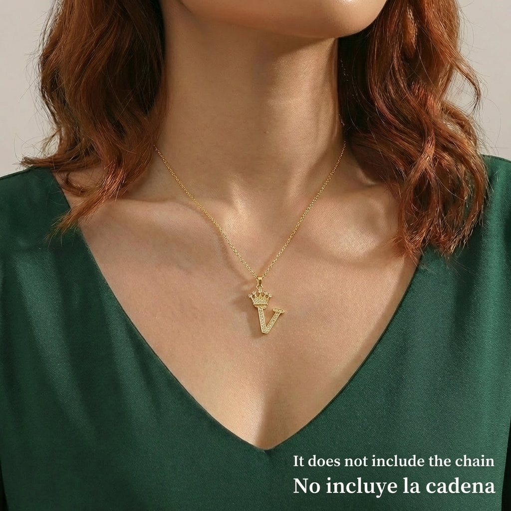 Dije Corona Letra V 1.65g / 2.6cm Oro Amarillo 18K