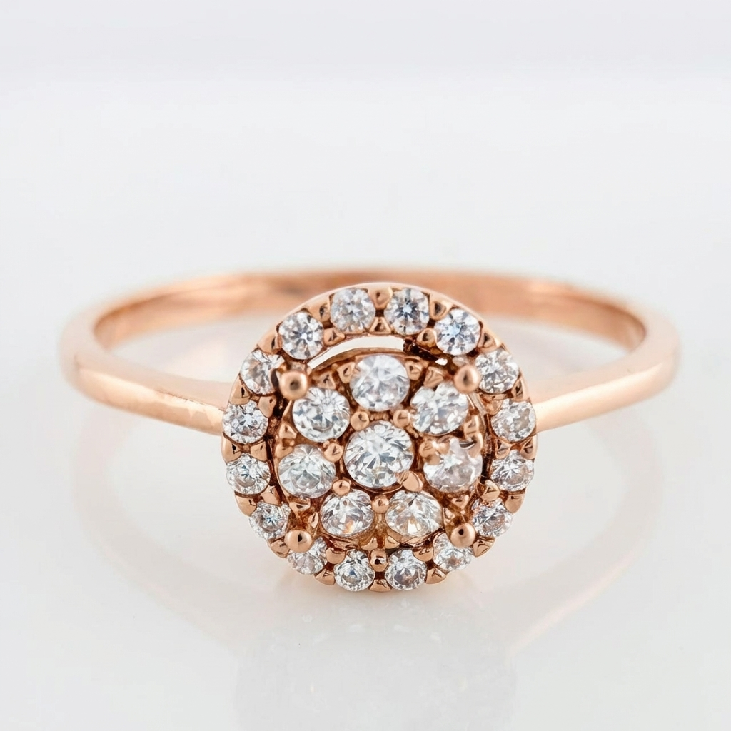 Anillo Solitario Halo 1.8gr / T7 / Oro Rosa 18K &